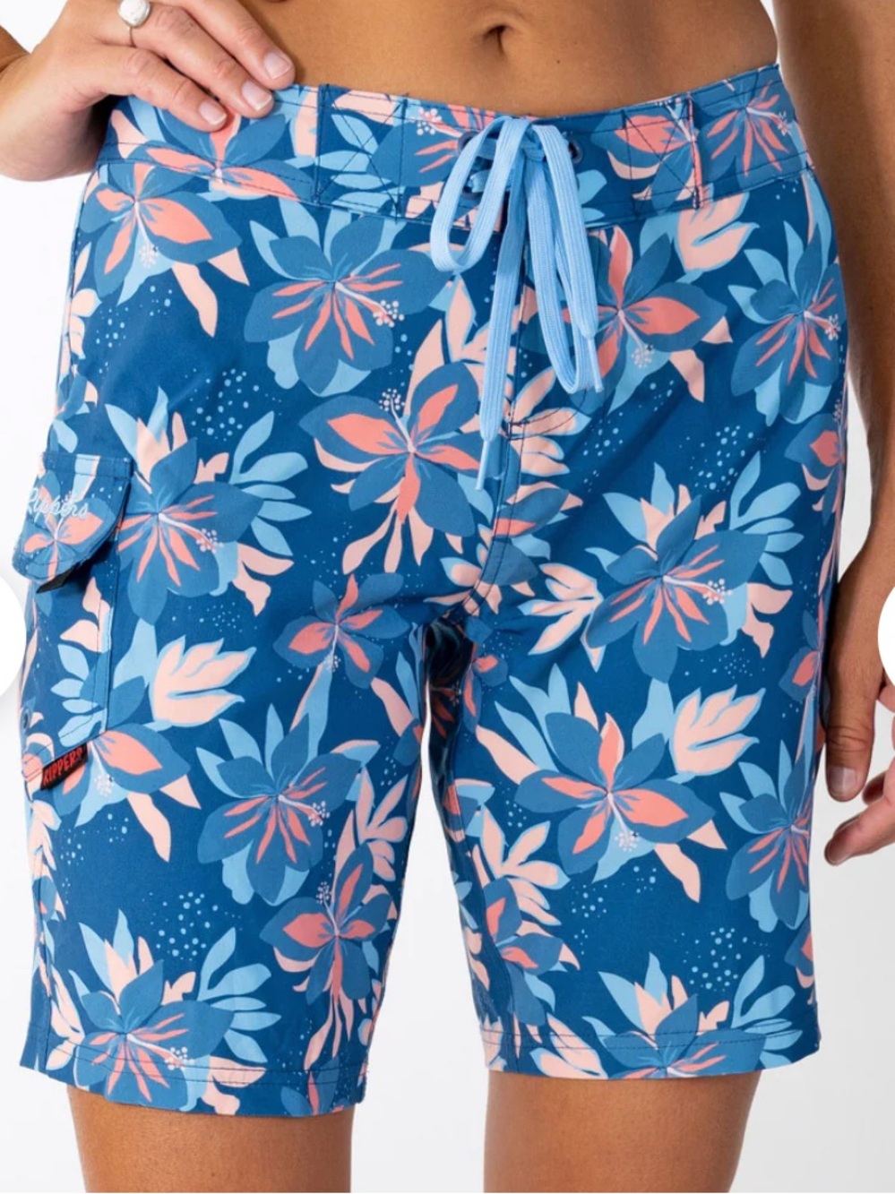 Maui Rippers Women’s Floral 9” Swim Board Shorts in Teal & Coral